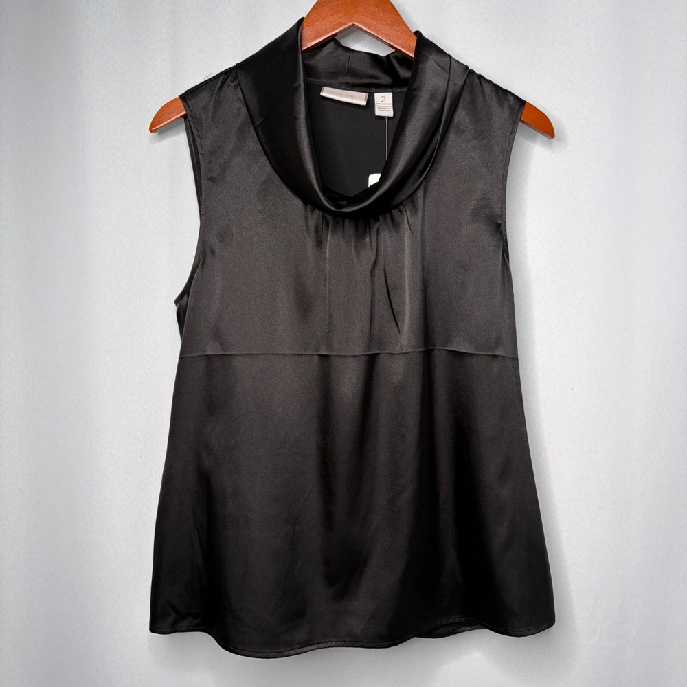 Chicos Black Satin Cowl Neck Shell Marah SL II Sleeveless Top Chico 2 NEW
